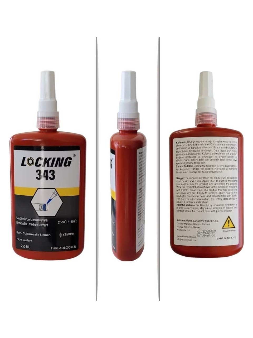 LOCKING 343 Orta Kuvvet Cıvata Sabitleyici – 250 ml